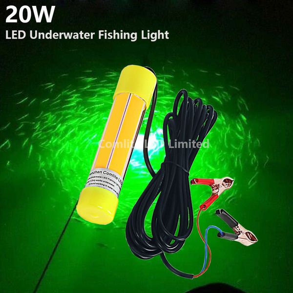 Recién llegado, 20W, COB, 12V, LED, verde, barco de pesca subacuático, luz, señuelos de pesca nocturna