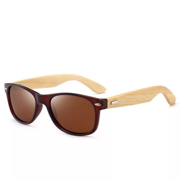 Mode bambou lunettes de soleil à la main bois lunettes de soleil cadre en plastique UV400 miroir lentilles 5 couleurs en gros