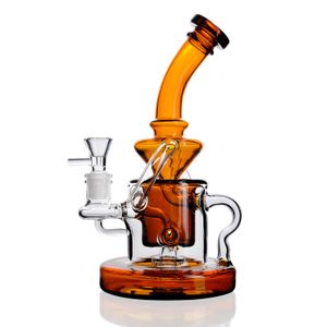 El vidrio anaranjado de las cachimbas Bongs Percolater Dab Rigs 14mm Base gruesa conjunta Bong Tubería de agua