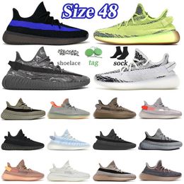 Adidas Kanye West Yeezys Adidas Yeezy Boost V2 3M 2023 Top mode hommes Designer taille 48 statique scories Mist beige Deep Beluga Blue Glam femmes sneakers avec chaussettes