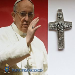 Nouveauté en acier inoxydable 316L Papa pape francis croix pectorale Crucifix pendentif collier-béni par le pape francis278F