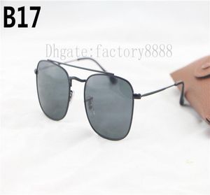 Nueva llegada 3557 Diseñador de marca Gafas de sol negras para hombre Lentes de vidrio de marco de metal para mujeres 54 mm Square Gafas de Sol con caja original33300795
