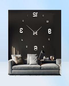 Nouvelle arrivée 3D Real Big Clock Wall Design moderne Design Rushed Quartz Corloges Fashion Montres Miroir Sticker DIY DÉCOR DE SOII 2011183699110