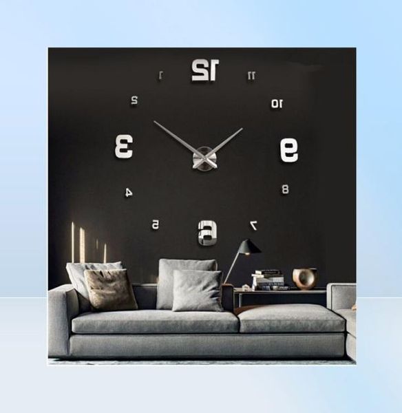 Nouvelle arrivée 3D Real Big Clock Wall Design moderne Design Rushed Quartz Corloges Fashion Montres Miroir Sticker DIY DÉCOR DE SOII 2011189927853