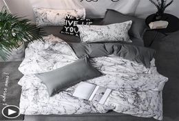 Nouvelle arrivée 3pcs Ensemble de literie en marbre Géométrique de couvre-housse de couette avec couverture de courtepointe de taie d'oreiller doublures à double face