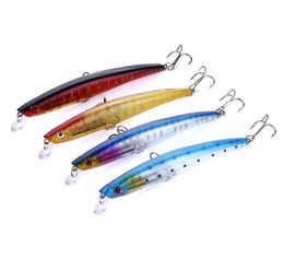 nieuwe collectie 4 kleur hoge kwaliteit 4 haken 11.5 cm 11.2g plastic lange minnow vissen harde aas swimbait vissen lokken 60pcs268s9162028