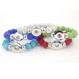 Nouveauté 5 couleurs boule de cristal boutons en métal bouton pression Bracelet cadeau bricolage Snap Jewelry319G