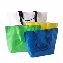 Nouvelle arrivée 500pcs / lot de haute qualité impression personnalisée laminé recyclé PP tissé sac de magasin pour supermarché 91NN #