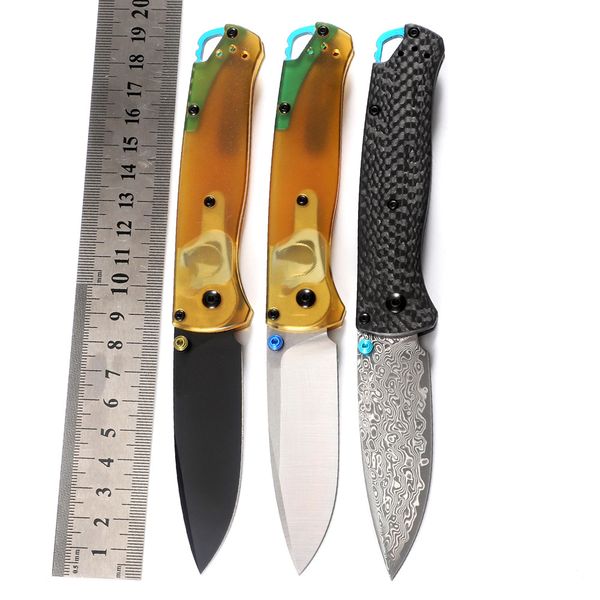 Nouveauté 535 Knife BM535 couteau pliant manche en Fiber de carbone couteaux de survie tactiques en acier damas chasse Camping couteaux de poche 457