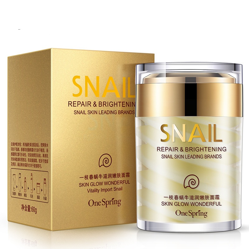 Venda imperdível 60g OneSpring Natural Snail Cream Hidratante Facial Creme Facial Lifting Facial Refirmante Cuidados Com A Pele