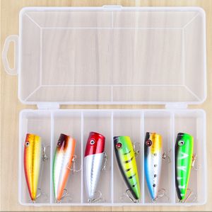 New Arrival 6Pcs Set 65mm 9.33g Hard fishing lure Popper Lure Fishing Hook Topwater Floating Hard Artificial Bass Baits