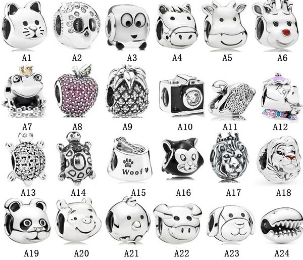 Nouveauté 925 argent Sterling série animale Lion caméra tortue ananas perles bricolage ajustement Original européen bracelet à breloques mode femmes bijoux accessoires