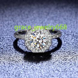 Nieuwe aankomst 925 sterling zilveren 1ct moissanite trouwringen luxe sieraden verstelbare maat diamanten verlovingsringen voor vrouwen