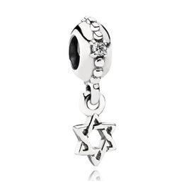 Nieuwe Collectie 925 Sterling Zilver Hollow Six-Pointed Star Dangle Charms Fit European Charm Armband Mode Vrouwen Bruiloft Engagement Sieraden Accessoires