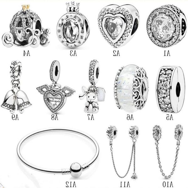 Nouveauté 925 Sterling Silver Sucette Citrouille Voiture Ailes d'Ange Perles DIY Fit Original Bracelet De Charme Européen Mode Femmes Bijoux A Afxf