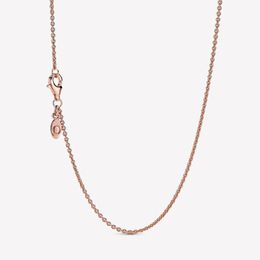 Nieuwe aankomst 925 Sterling Silver Rose Gold Classic Cable Chain Necklace met kreeft sluiting Fit Europese hangers en charmes Fijne sieraden 324Y