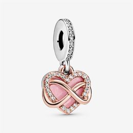 Nieuwe Collectie 925 Sterling Zilver Fonkelende Infinity Heart Dangle Charm Fit Originele Europese Bedelarmband Mode-sieraden Accesso251O