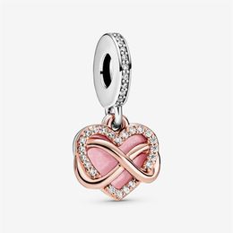 Nieuwe Collectie 925 Sterling Zilver Sparkling Infinity Heart Dangle Charm Fit Originele Europese Bedelarmband Mode-sieraden Accesso239Q