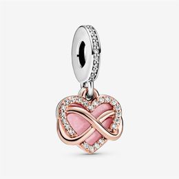 Nieuwe Collectie 925 Sterling Zilver Sparkling Infinity Heart Dangle Charm Fit Originele Europese Bedelarmband Mode-sieraden Accesso293V