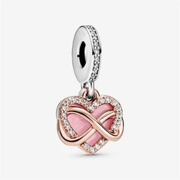 Nieuwe Collectie 925 Sterling Zilver Fonkelende Infinity Heart Dangle Charm Fit Originele Europese Bedelarmband Mode-sieraden Accesso197V