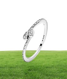 Nieuwe Collectie 925 Sterling Zilver Twee Fonkelende Harten Ring Voor Vrouwen Trouwringen Mode-sieraden 8161752