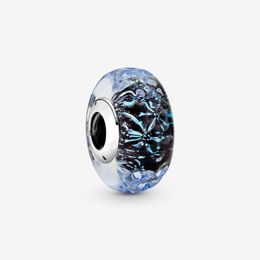 Nouvelle arrivée 925 argent sterling ondulé bleu foncé verre de Murano océan charme ajustement original bracelet de charme européen bijoux de mode Acces218t