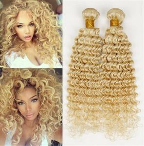 Nieuwe aankomst 9a Deep Wave Wavy Blond Hair weeft onbewerkte blondine 613 Braziliaanse mensenhaar inslag Extensions 3 Bundels 6441514