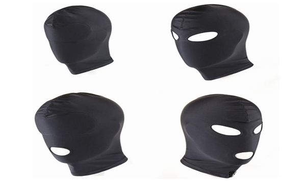 Nueva llegada Juegos para adultos Fetiche Capucha Máscara BDSM Bondage Negro Máscara de spandex Juguetes sexuales para parejas 4 Especificaciones para elegir C181127012813589