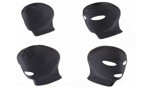 Nouvelle arrivée Jeux pour adultes Masque à capuche fétiche BDSM Bondage Masque en spandex noir Jouets sexuels pour couples 4 Spécifications à choisir C181127012813589