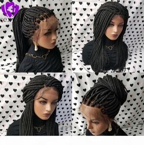 Nouvelle arrivée Afrique femmes tressage cheveux noir Tressé Boîte Tresses Perruque Avec Bébé Cheveux Tressés Perruques Naturel Délié Synthétique Dentelle Fr2349169