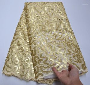 Ruban Arrivée Africain Organza Dentelle Tissus Avec Paillettes De Mode Français Tulle Maille Pour Robe De Mariage Tissu TF5-61