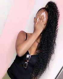 Nouvelle arriv￩e Afro Curly Human Heum Hairtail pour femmes noires Br￩silien Virgin Hair Sweettring Ponytail Hair Extensions 140g
