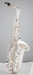 Nouvelle arrivée Alto Eb Tune Saxophone en laiton plaqué argent Sax E instrument de musique plat avec étui en nylon embout livraison gratuite