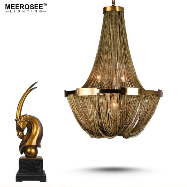 Lampes suspendues en bronze Nouvelle arrivée chaîne en aluminium lustre moderne Empire français chaîne de poste éclairage intérieur lampe suspendue pour salon hôtel café