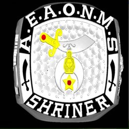 Recién llegado, increíble anillo de campeonato Shriner Masonic clásico con caja de anillo de terciopelo y express 278z
