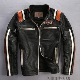 Nouvelle arrivée Douanes américaines Vestes de moto AVIREX FLY vestes en cuir véritable Inde tête Broderie dos veste