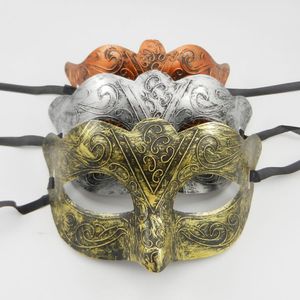 Griekse man oogmasker fancy jurk Roman Warriors kostuum Venetiaanse maskerade partij masker bruiloft Mardi Gras Dance gunst goud zilver koper