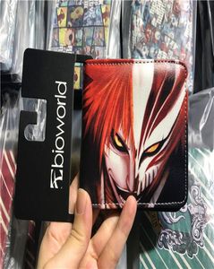 Nieuwe aankomst Anime Bleach Wallets Kurosaki Ichigo Printing Cartoon Korte HASP Purse Billfold met kaarten Holder2574016