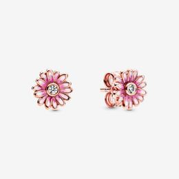 Nouveauté authentique 925 en argent Sterling rose marguerite fleur boucles d'oreilles mode boucles d'oreilles bijoux accessoires pour femmes cadeau 298r