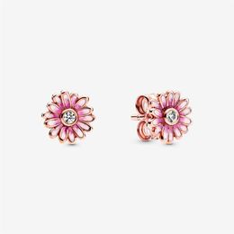 Nouveauté authentique 925 en argent Sterling rose marguerite fleur boucles d'oreilles mode boucles d'oreilles bijoux accessoires pour les femmes Gift254U