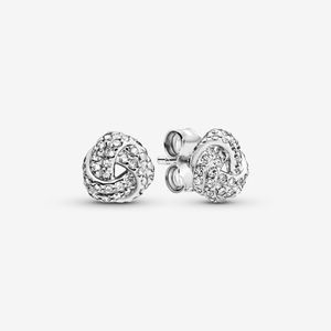 100% authentieke 925 sterling zilveren glinsterende knoop knoop oorbellen mode oorbellen sieraden accessoires voor vrouwen cadeau