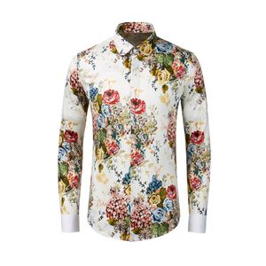 Nouvelle arrivée automne grande fleur impression numérique chemise à manches longues pour hommes assez confortable à la mode vêtements pour hommes taille M-4XL