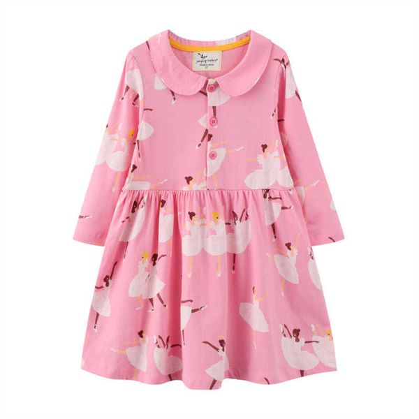 Nouvelle Arrivée Automne Printemps Princesse Filles Robes Col Danse Filles Imprimer Mode Enfants Costume Robes Robe Q0716