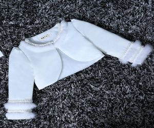 Nieuwe collectie babymeisjes bolero kinderen winter dikke satijnen korte jas met nepbont formele kinderkleding6336294