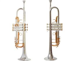 Nueva llegada Bb trompeta LT180S-72 instrumento Musical profesional de latón chapado en plata dorada con estuche envío gratis