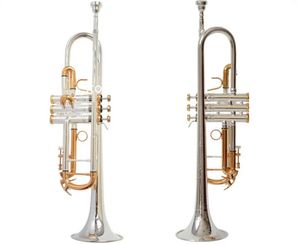 New Arrival Bb Trumpet LT180S-72 Golden Silver Plated Brass Professional Musical Instrument with case Free Shipping