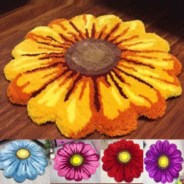 Nouveauté beau tapis tapis doux tapis de porte tapis pour porte petit tapis chrysanthème rouge rose jaune bleu violet 210329