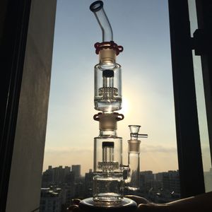 no.cs326 Big Glass Bongs Assemblez des tuyaux en verre Grand recycleur avec matrice stéréo Plateformes pétrolières Perc amovibles Base solide avec clips Joint de 18 mm