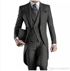 Nouvelle arrivée noir blanc gris gris clair violet bordeaux bleu tailcoat garçons d'honneur hommes costumes de fête de mariage veste pantalon gilet cravate NO195V