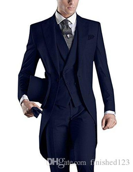 Nueva llegada Negro / Blanco / Gris / Gris claro / Púrpura / Borgoña / Azul Tailcoat Padrinos de boda Hombres Trajes de fiesta de bodas (Chaqueta + Pantalones + Chaleco + Corbata) NO: 2167